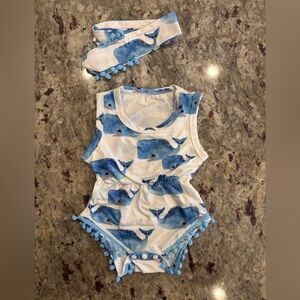 Trendy Boutique Blue Whale Bodysuit Set
